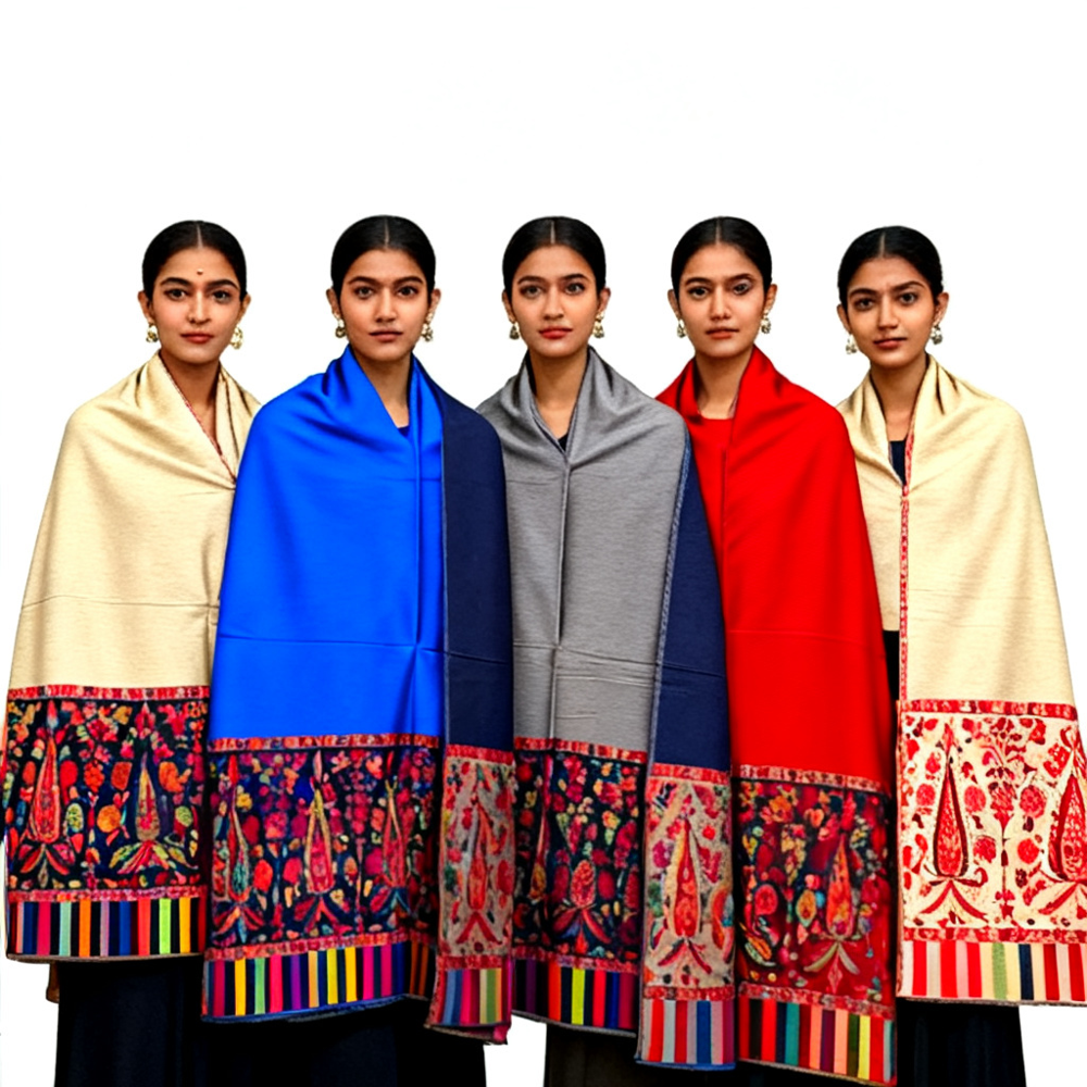 Pure Wool Reversible Jamawar Palla Stoles