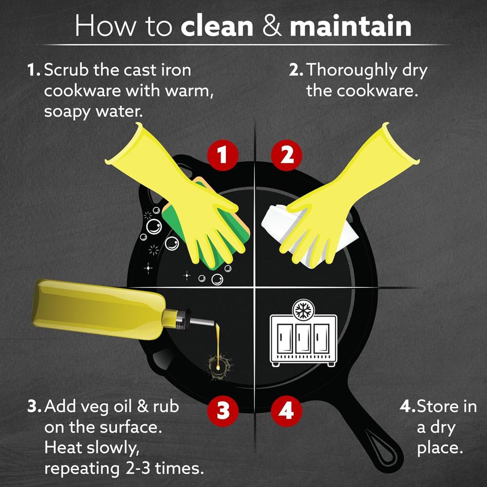 AGARO Royal Pre Seasoned Cast Iron Tawa, 28 Cm Diameter, No Chemical Coating, Long Rigid Handle, Fast Heating, Heavy Weight, Gas & Induction Oven Compatible, Roti, Omlette Maker, Black 34270