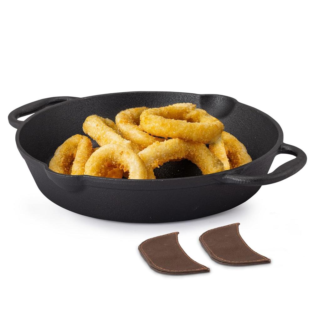 AGARO Royal Pre Seasoned Cast Iron Deep Fry Pan,25 cm Diameter,1.8L Capacity,No Chemical Coating,Rigid Handles,Fast Heating,Heavy Weight,Gas Oven & Induction Compatible,Frying,Deep Frying 34271
