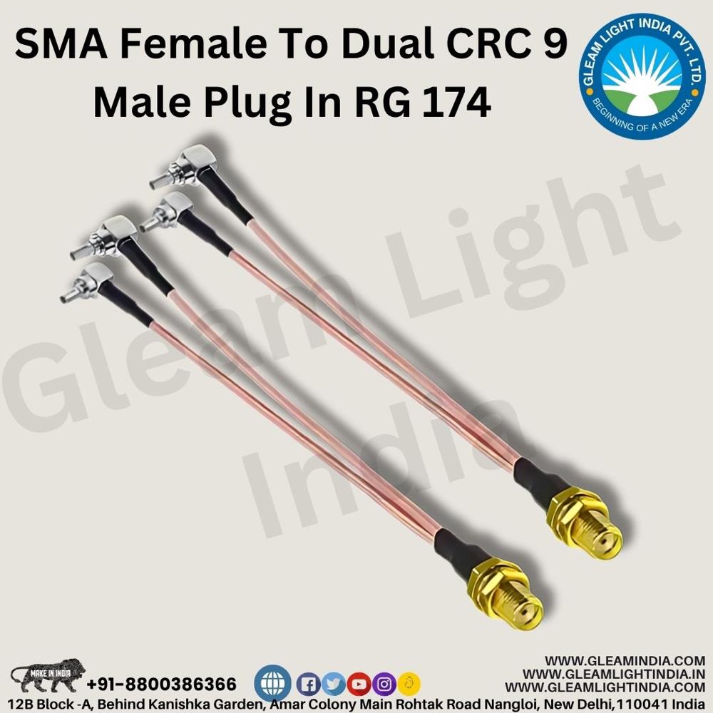 SMA Female To Dual CRC 9 Male Plug In RG 174