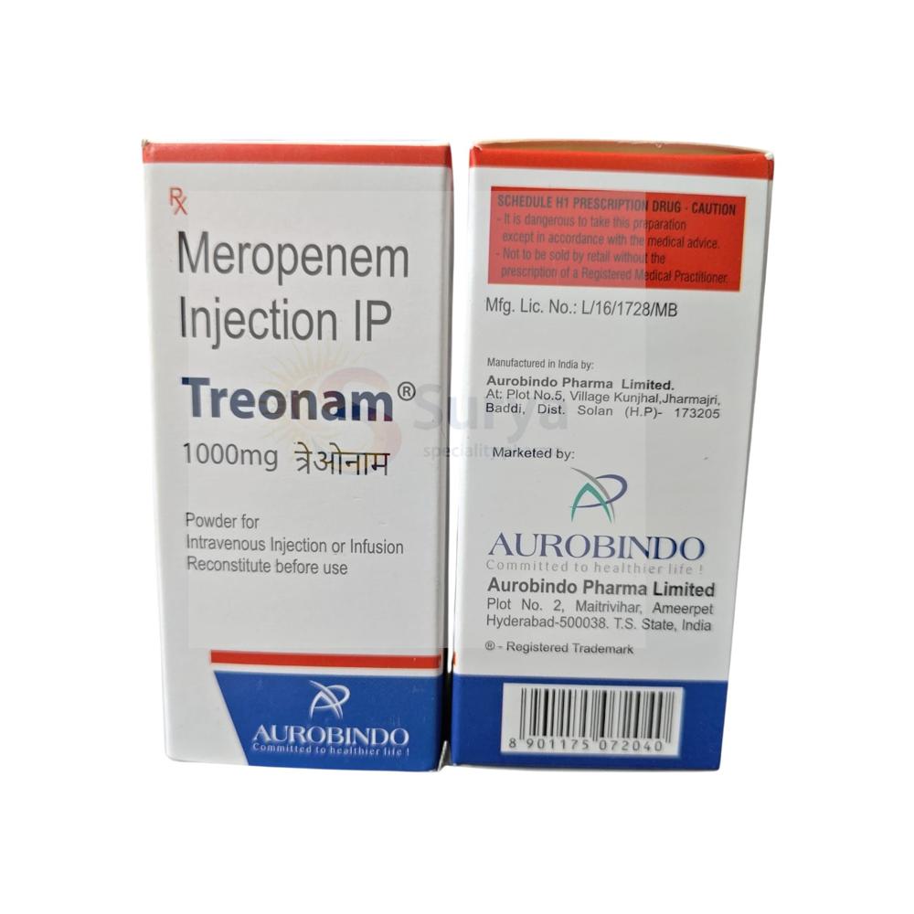 Meropenem 1gm injection (Treonam 1000 mg)