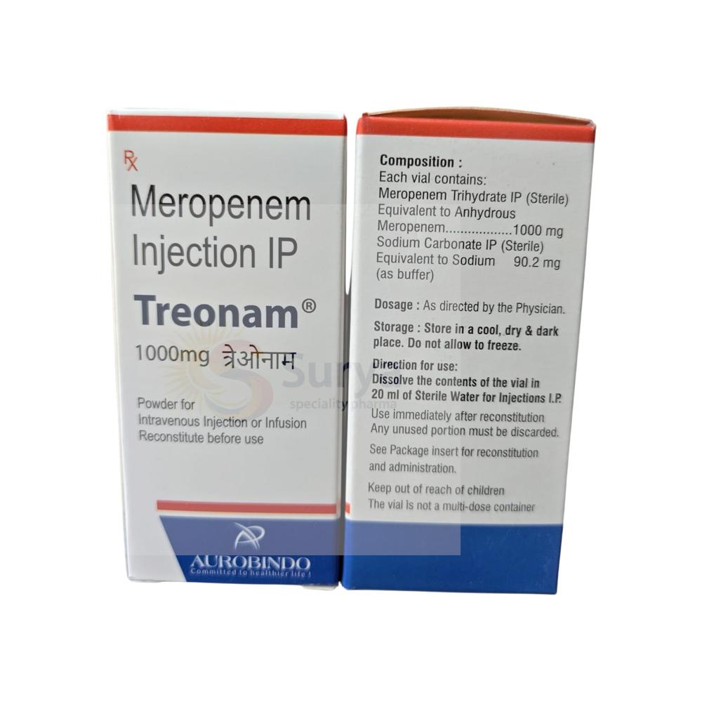 Meropenem 1gm injection (Treonam 1000 mg)