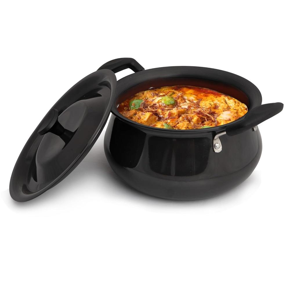 Garo Elite Hard Anodised Handi With Lid 3.5L Biryani Pot Riveted Handle 3Mm Thick Gas Oven Compatible Cooking Pot For Kitchen Non-Toxic Compact Durable & Stylish Cookware 33978 - Capacity: 3.5 Ltr