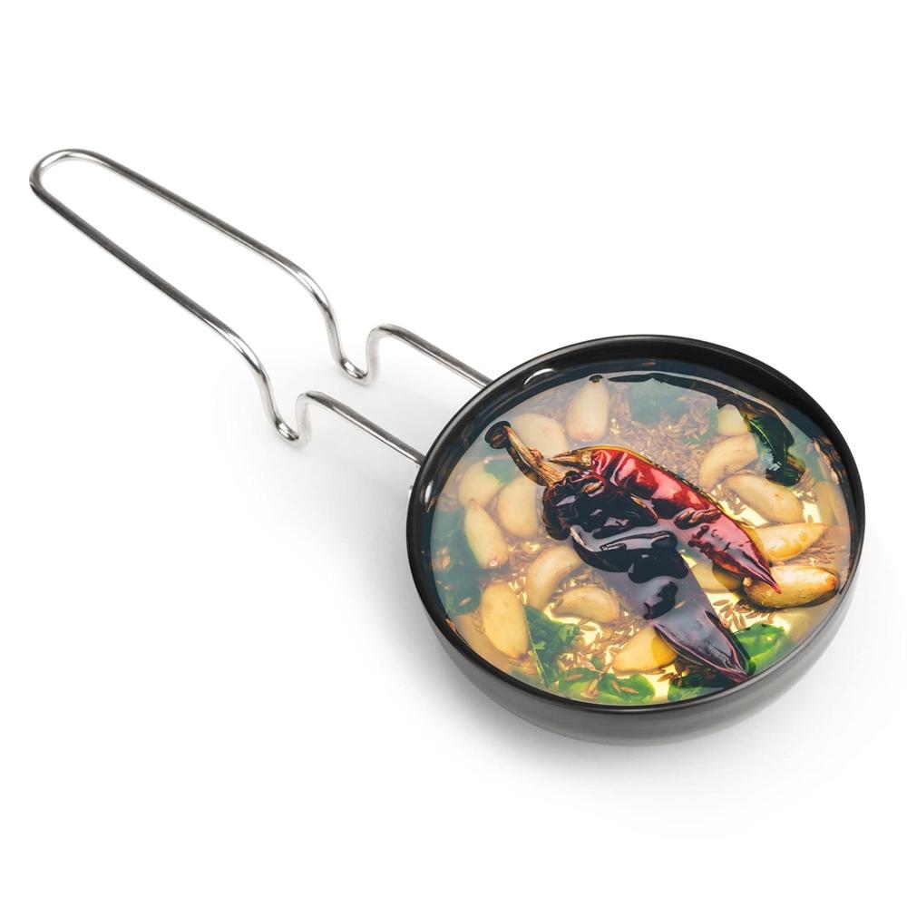 AGARO Elite Hard Anodised Tadka Pan, 11 cm Diameter, Stainless Steel Riveted Handle, 3mm Thick Plate, Vaghar/Chounk/Baghar Pan for Frying Dal/Spices, Gas Oven Compatible, Scratch Resistant 33979