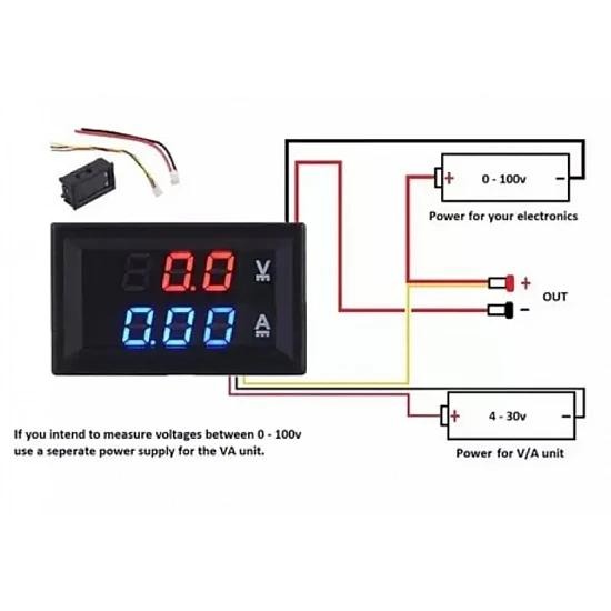 100V 10A DC Digital Voltmeter Ammeter LED Display