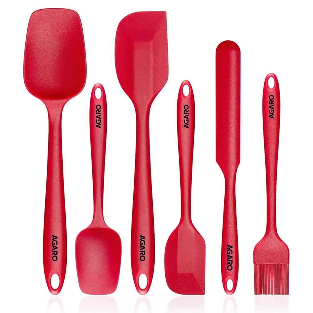 AGARO Silicone Spatula Set of 6, Large Heat Resistant Spatula for Cooking, Baking and Mixing, Non-Stick Cookware for Kitchen, BPA Free, Seamless Design, Deluxe, Red. 34014