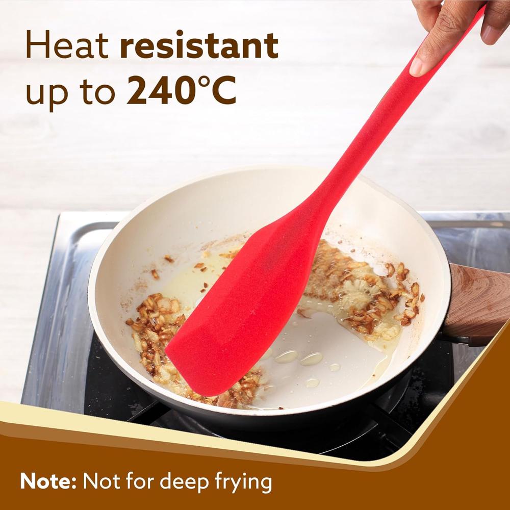 AGARO Silicone Spatula Set of 6, Large Heat Resistant Spatula for Cooking, Baking and Mixing, Non-Stick Cookware for Kitchen, BPA Free, Seamless Design, Deluxe, Red. 34014