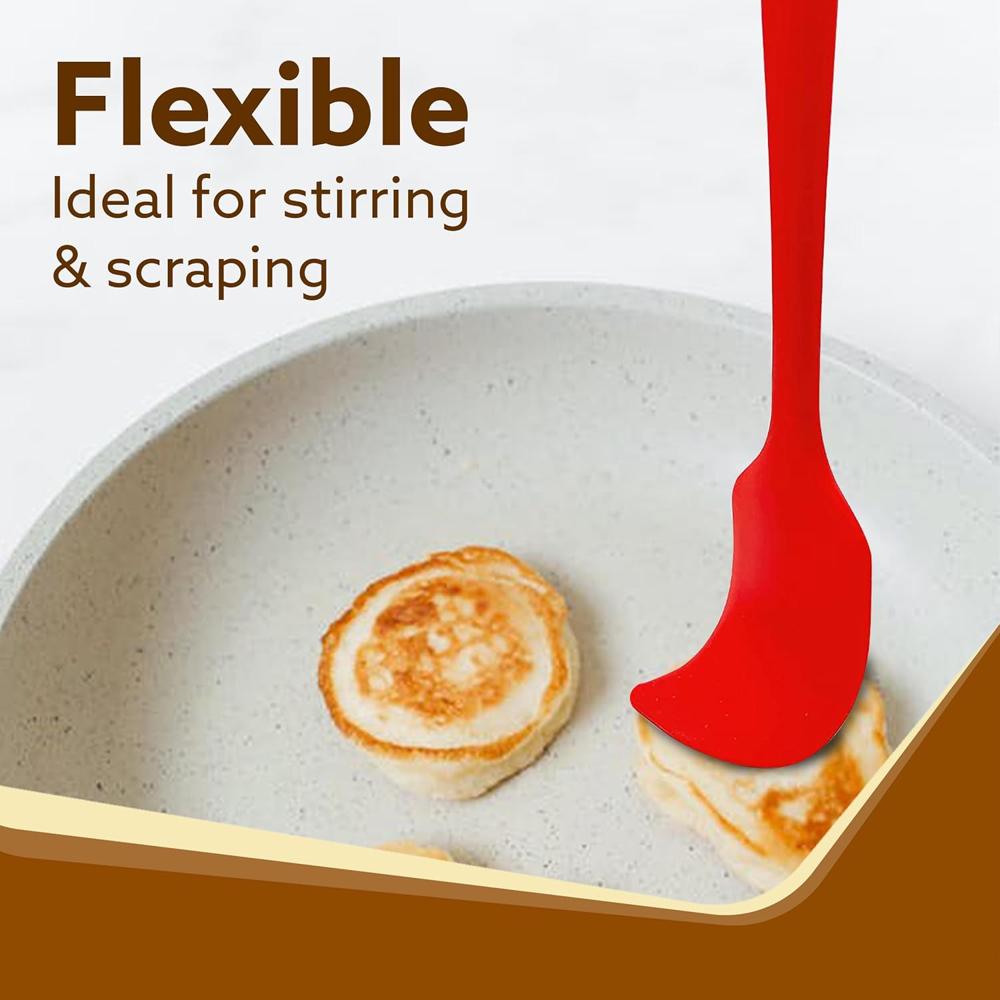 AGARO Silicone Spatula Set of 6, Large Heat Resistant Spatula for Cooking, Baking and Mixing, Non-Stick Cookware for Kitchen, BPA Free, Seamless Design, Deluxe, Red. 34014