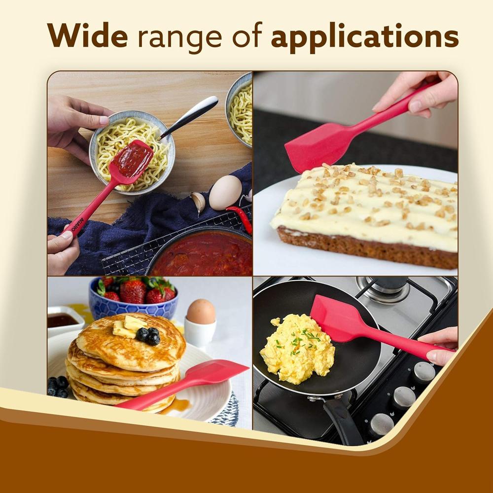 AGARO Silicone Spatula Set of 6, Large Heat Resistant Spatula for Cooking, Baking and Mixing, Non-Stick Cookware for Kitchen, BPA Free, Seamless Design, Deluxe, Red. 34014