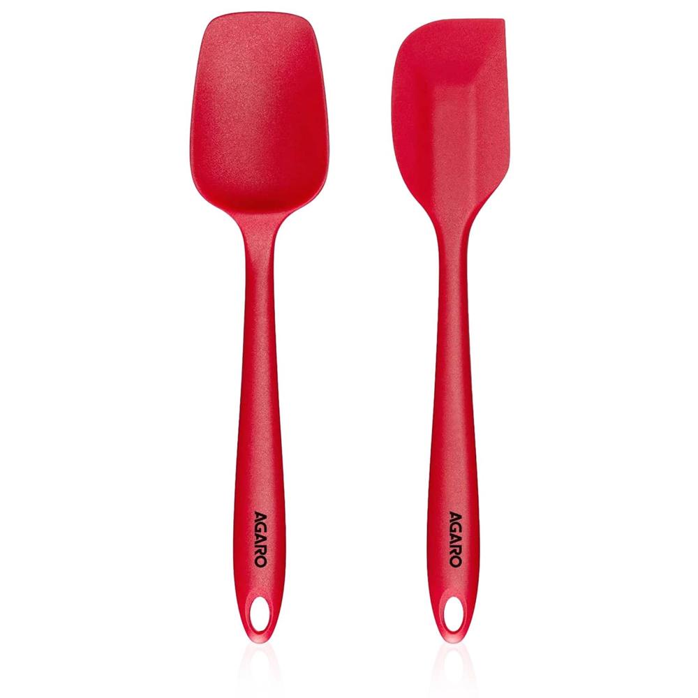 AGARO Silicone Spatula Set of 2, Large Heat Resistant Spatula for Cooking, Baking and Mixing, Non-Stick Cookware for Kitchen, BPA Free, Flexible, Seamless Design, Deluxe, Red. 34035