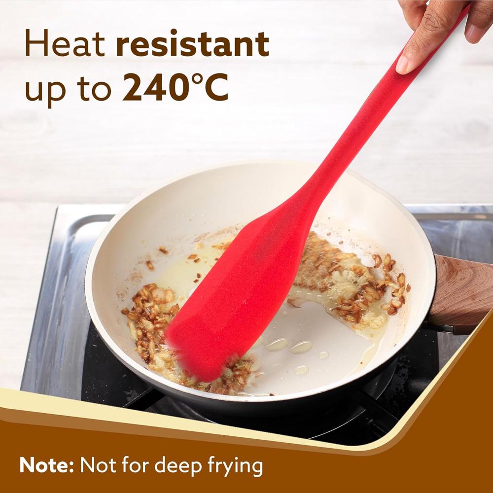 AGARO Silicone Spatula Set of 2, Large Heat Resistant Spatula for Cooking, Baking and Mixing, Non-Stick Cookware for Kitchen, BPA Free, Flexible, Seamless Design, Deluxe, Red. 34035