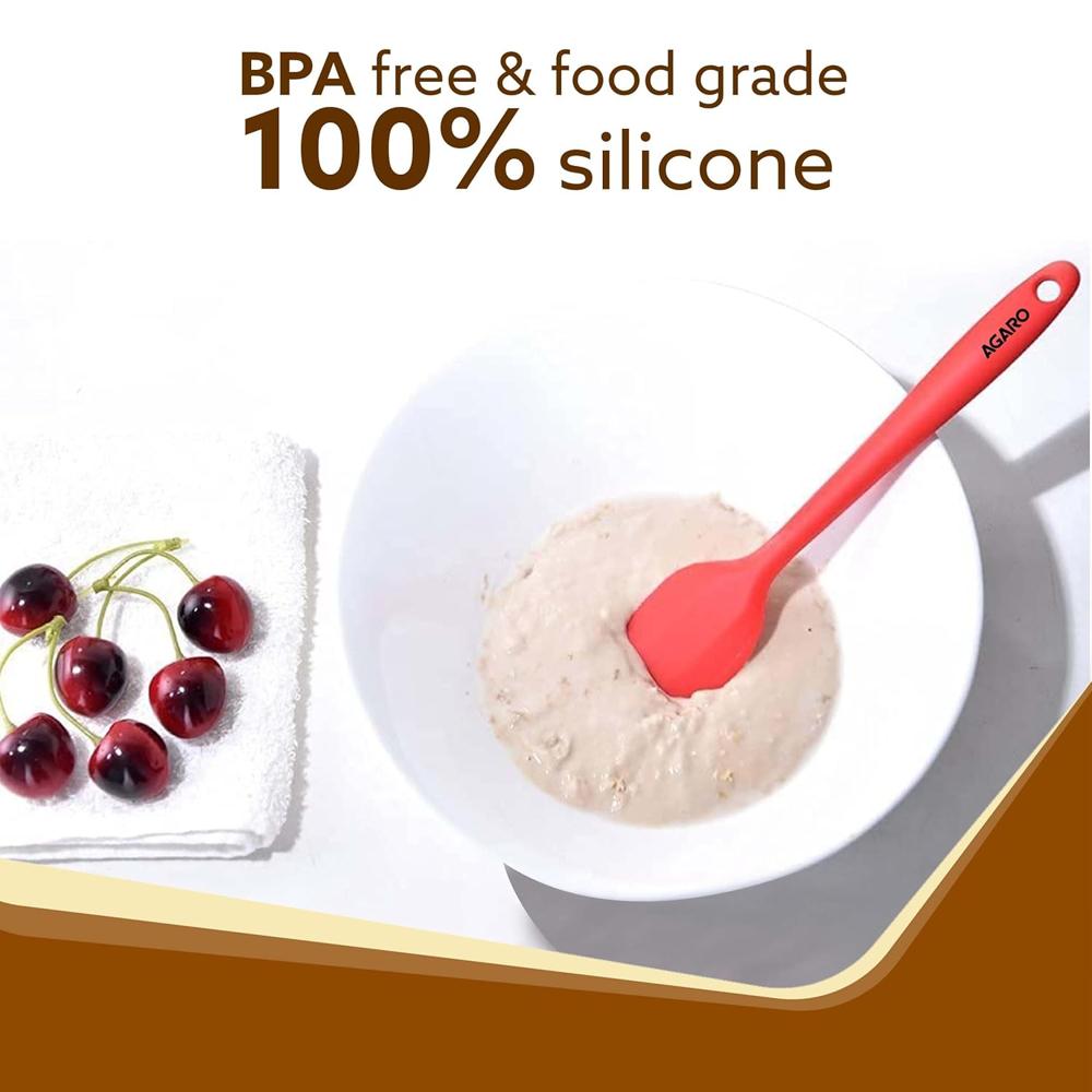 AGARO Silicone Spatula Set of 2, Large Heat Resistant Spatula for Cooking, Baking and Mixing, Non-Stick Cookware for Kitchen, BPA Free, Flexible, Seamless Design, Deluxe, Red. 34035