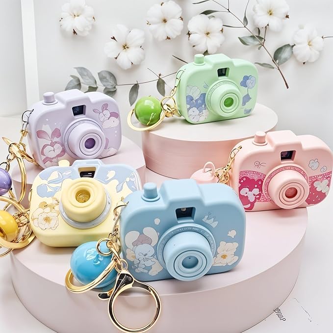 Mini Camera Projector Keychain with Cute Cartoon Character LED Projection Keyring