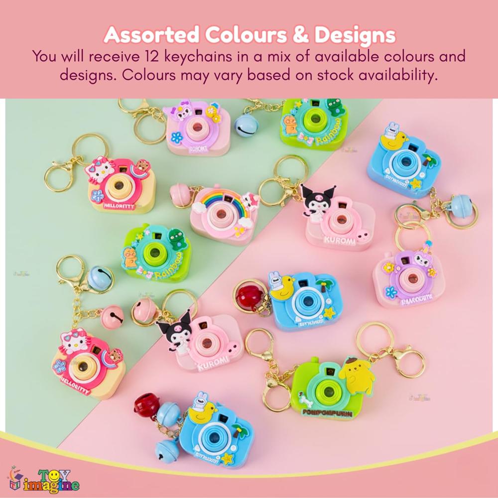 Mini Camera Projector Keychain with Cute Cartoon Character LED Projection Keyring