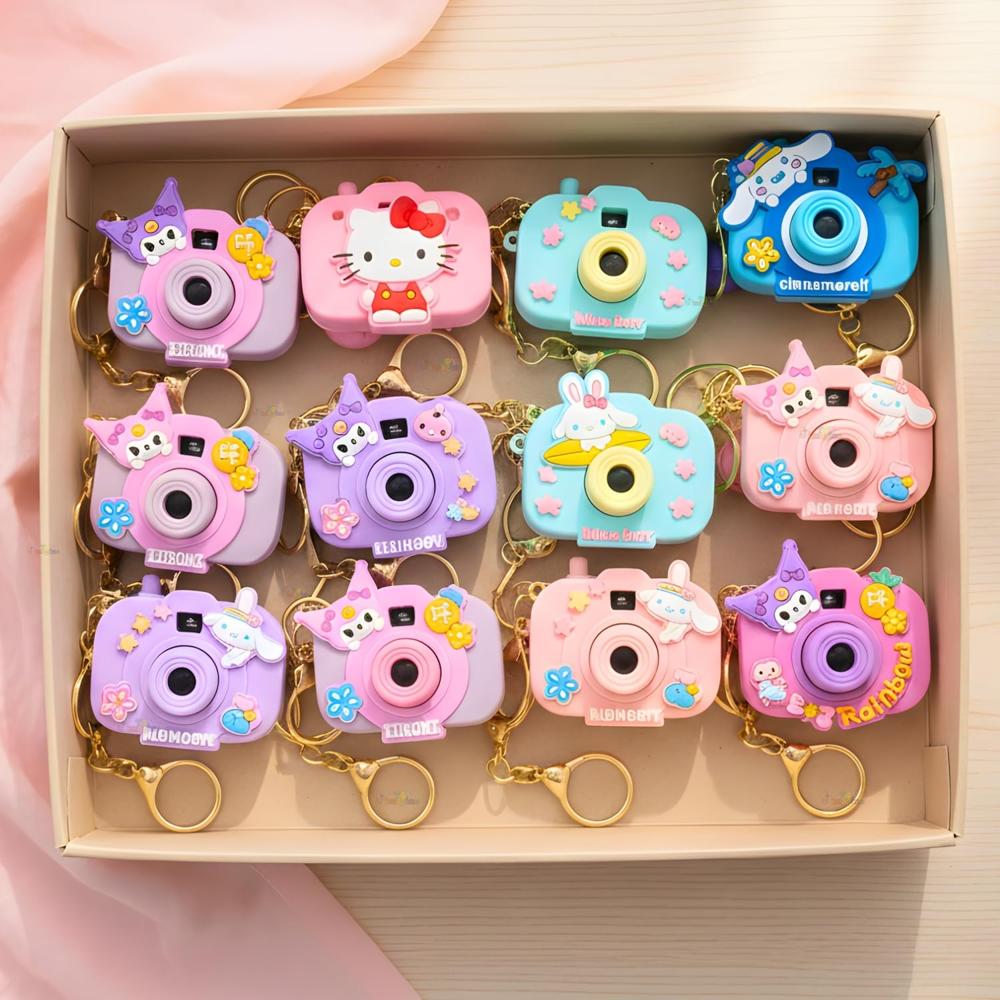 Mini Camera Projector Keychain with Cute Cartoon Character LED Projection Keyring