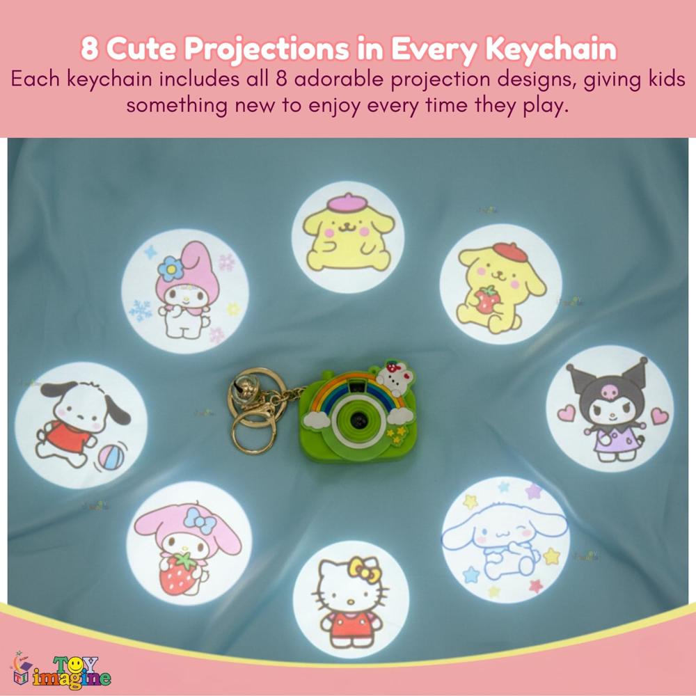 Mini Camera Projector Keychain with Cute Cartoon Character LED Projection Keyring