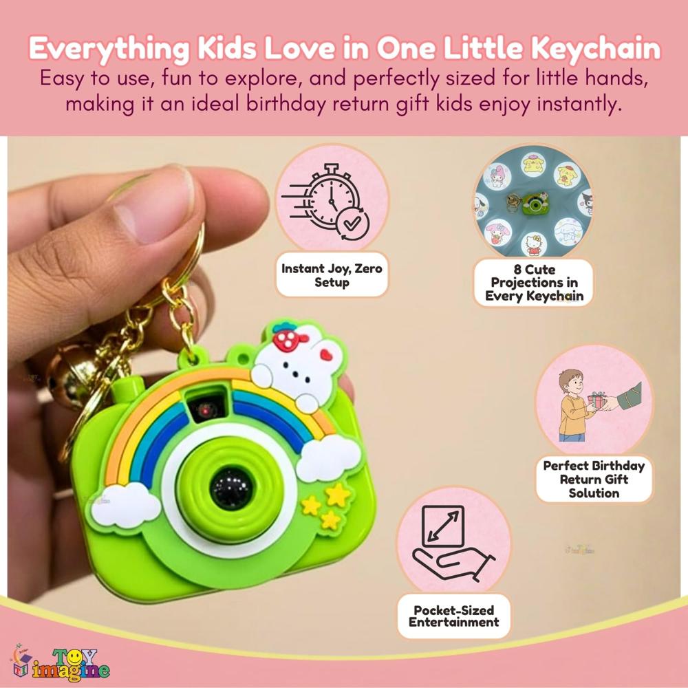 Mini Camera Projector Keychain with Cute Cartoon Character LED Projection Keyring