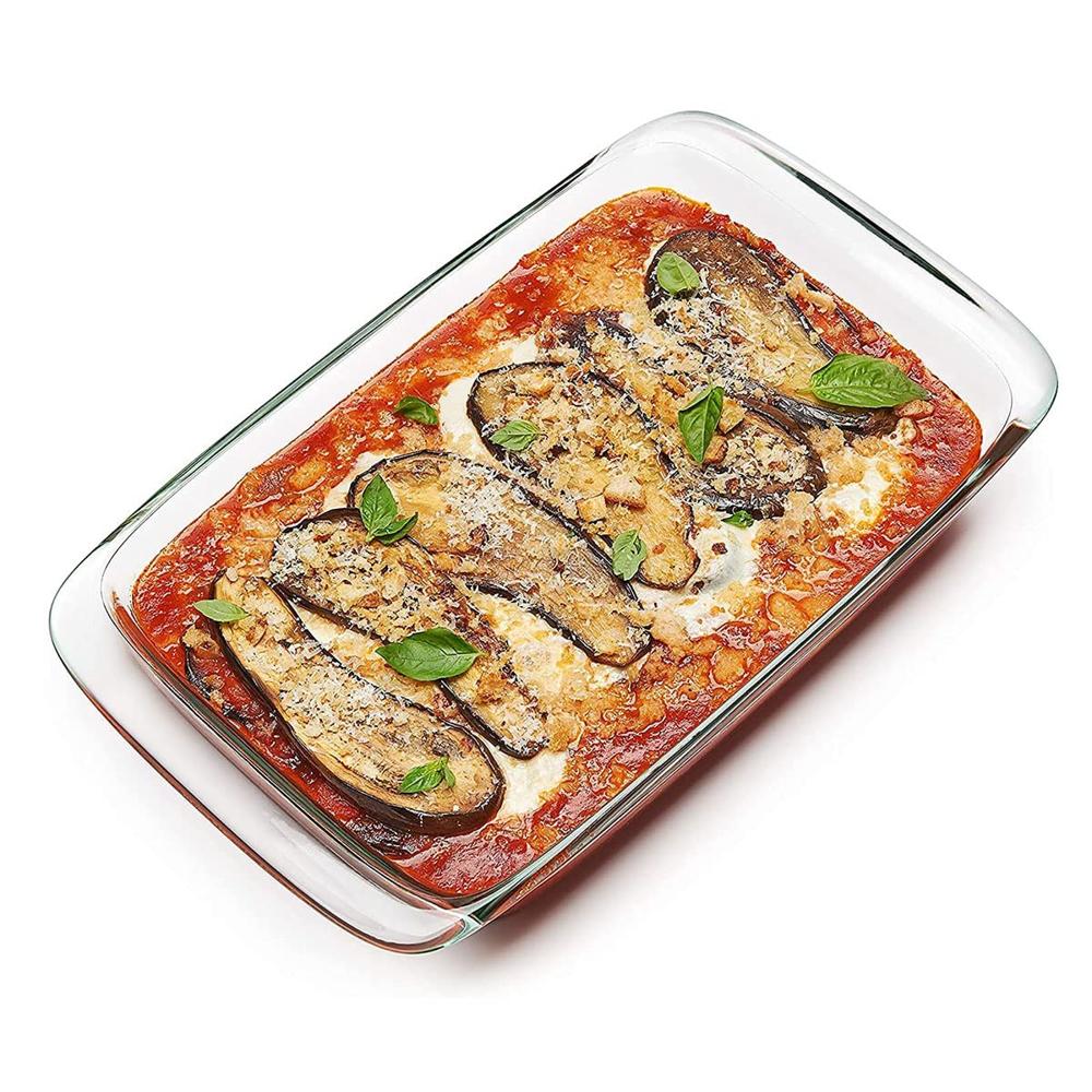 AGARO Elite Borosilicate Glass Baking Tray for Kitchen, 1600 ml, Baking Dish, Serving Bowl, Oven & Microwave, Dishwasher and Freezer Safe, Rectangle, Transparent, Glass Bowl Container 33808