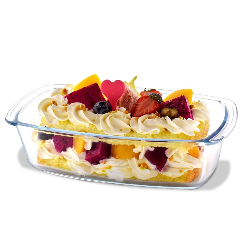 Agaro Elite Glass Loaf Tray Rectangular, 1800ml, Bake Safe, Oven Safe, Glass Dish Tray, Borosilicate Glass Tray, Serving Tray, Microwave Oven Safe, Kitchen, Food Serving, Transparent 34120