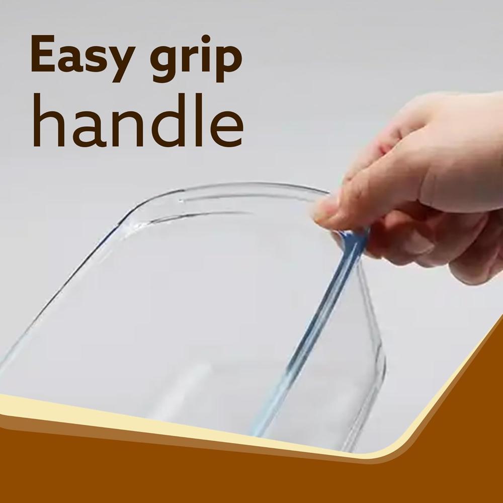 AGARO Elite Glass Loaf Tray Rectangular, 1800ml, Bake Safe, Oven Safe, Glass Dish Tray, Borosilicate Glass Tray, Serving Tray, Microwave Oven Safe, Kitchen, Food Serving, Transparent 34120
