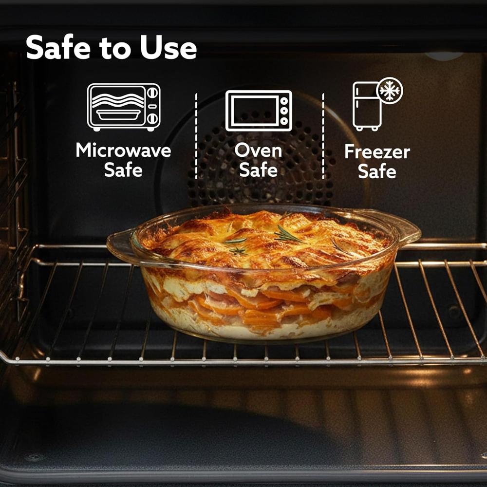 AGARO Elite Borosilicate Glass Casserole with Lid, 700ml, Serving Bowl, Kitchen, Oven, Microwave and Freezer Safe, Scratch Resistant, Transparent 33915