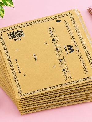MYNTRA PAPER BAG - Kraft Paper 16x12 inches, Natural Brown with Pink-White Logo, Twisted Paper Handle, Eco-Friendly Reusable