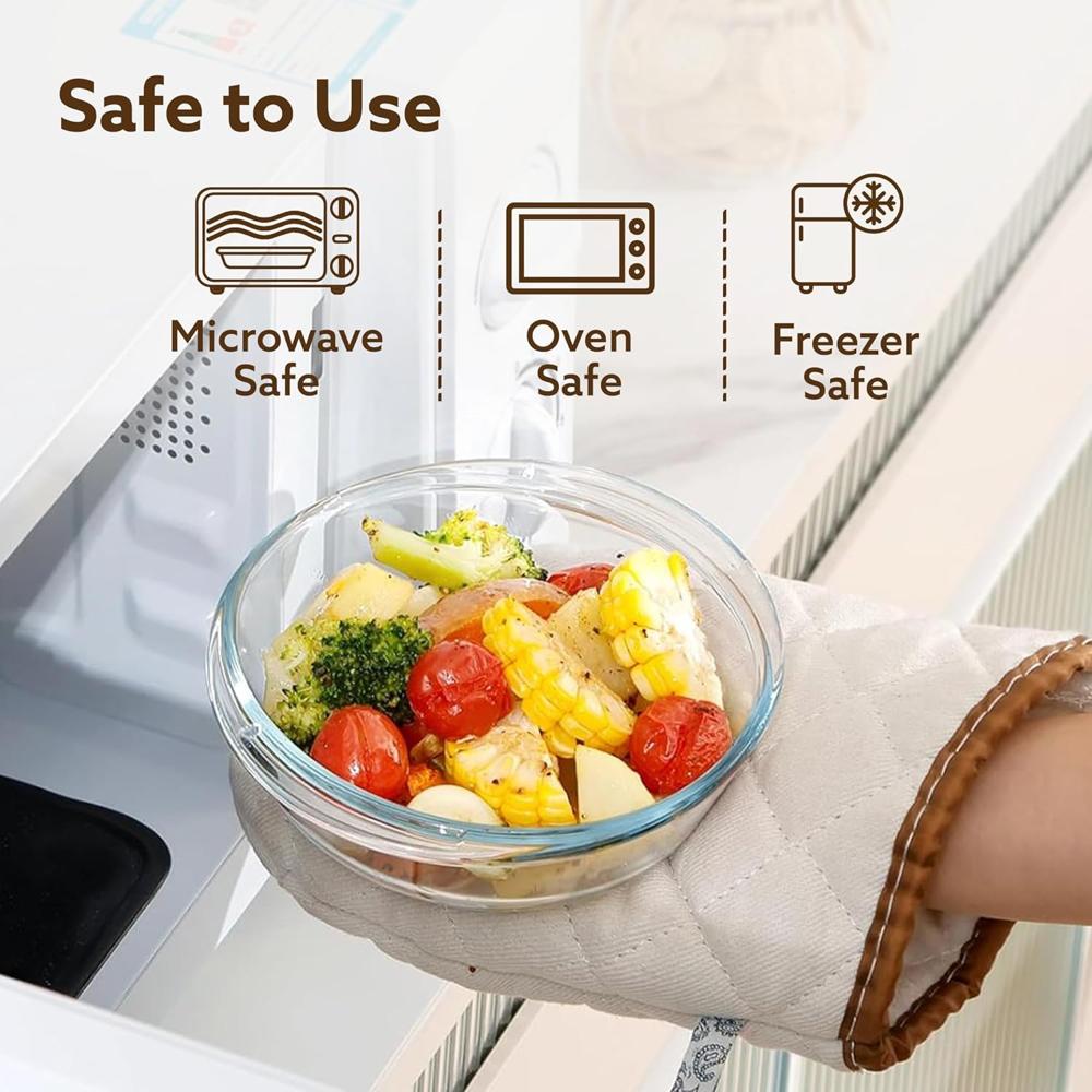 AGARO Elite Borosilicate Glass Casserole with Lid, 1500 ml, Serving Bowl, Kitchen, Oven & Microwave, Dishwasher and Freezer Safe, Scratch Resistant, Transparent. 33917