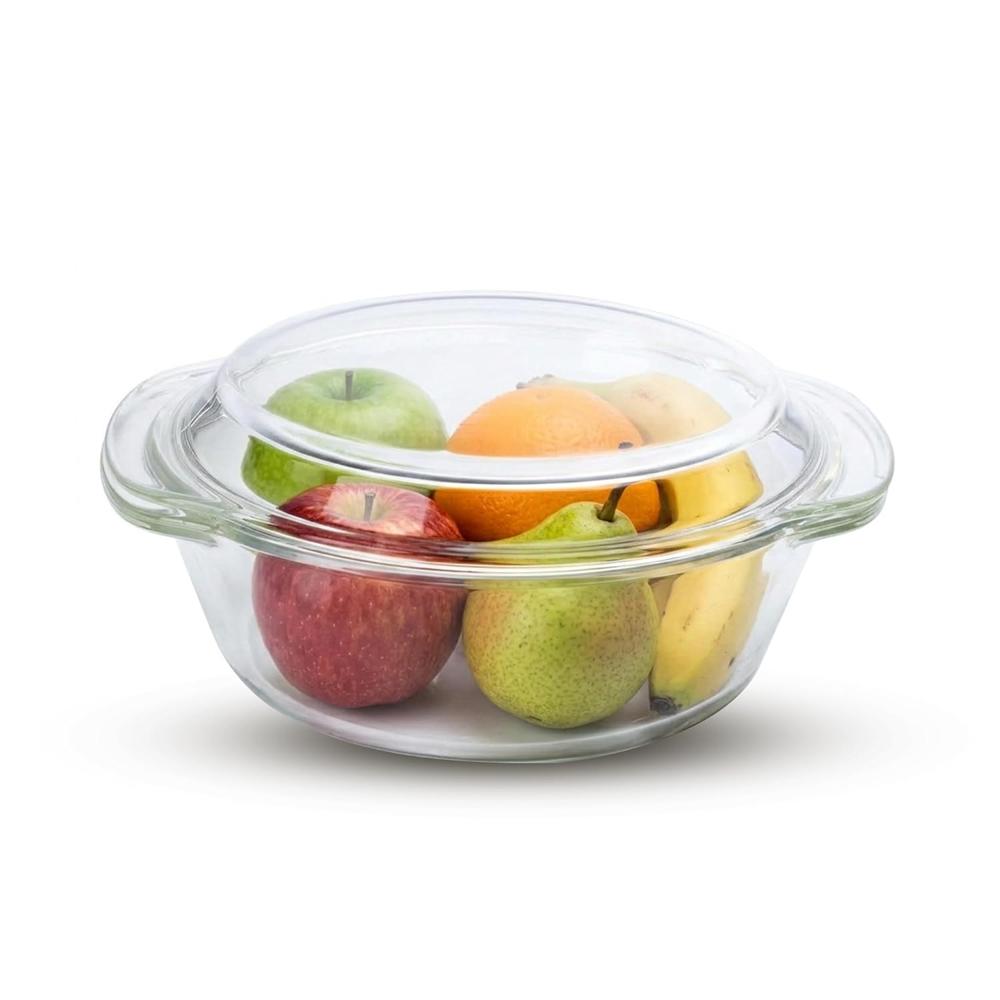 Agaro Elite Borosilicate Glass Casserole With Lid, 2000Ml, Serving Bowl, Kitchen, Oven, Microwave And Freezer Safe, Scratch Resistant, Transparent. 33918 - Capacity: 2000 Milliliter (Ml)