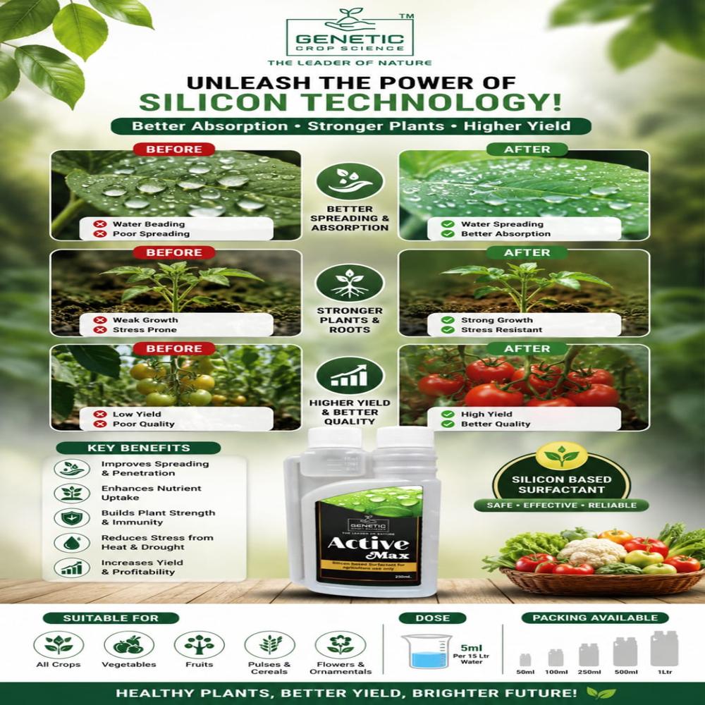 Silicon Based Spreader - 5 Ml Per 15 Ltr Water | For All Pesticides & Fungicides, Biological Pesticide, Powder Form, Controlled Release, Store In Dry Place