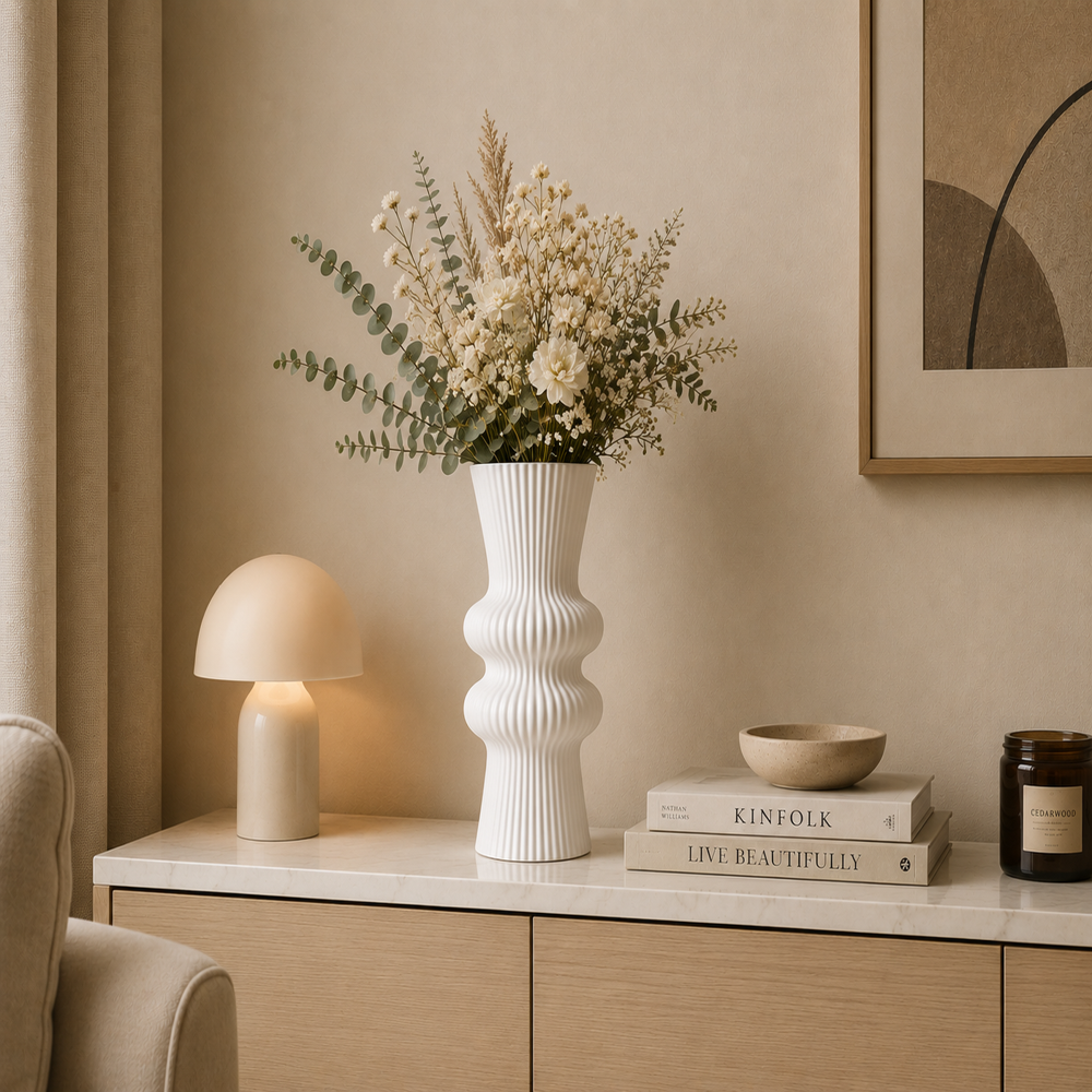 Modern Ceramic Decorative Flower Vase Premium Matte Finish Tabletop Decor