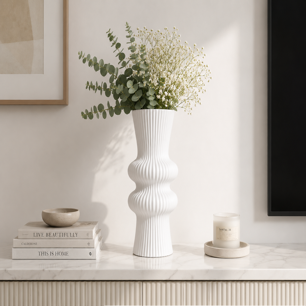 Modern Ceramic Decorative Flower Vase Premium Matte Finish Tabletop Decor