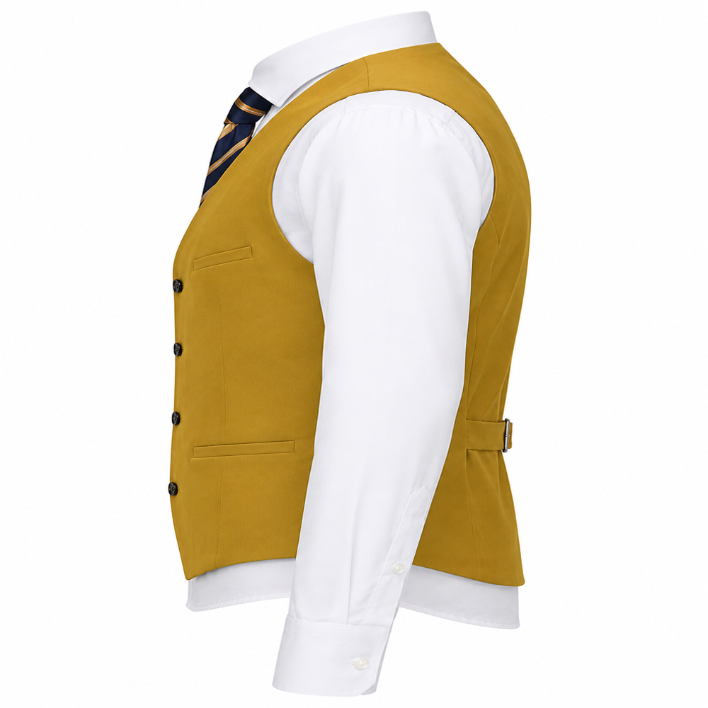 Men's Formal Slim Fit Waistcoat Vest (Mustard Yellow)