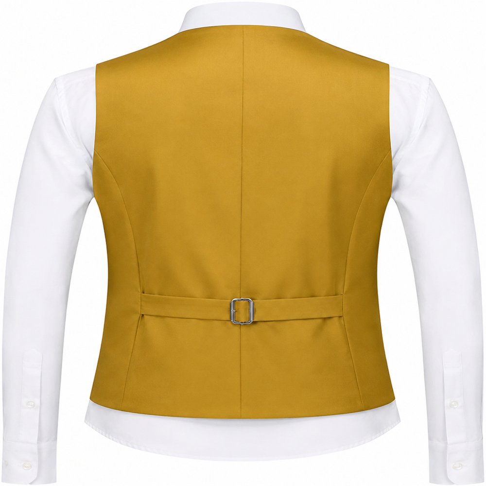 Men's Formal Slim Fit Waistcoat Vest (Mustard Yellow)