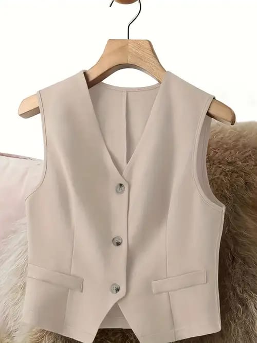 Women's Sleeveless Tailored V-Neck Vest