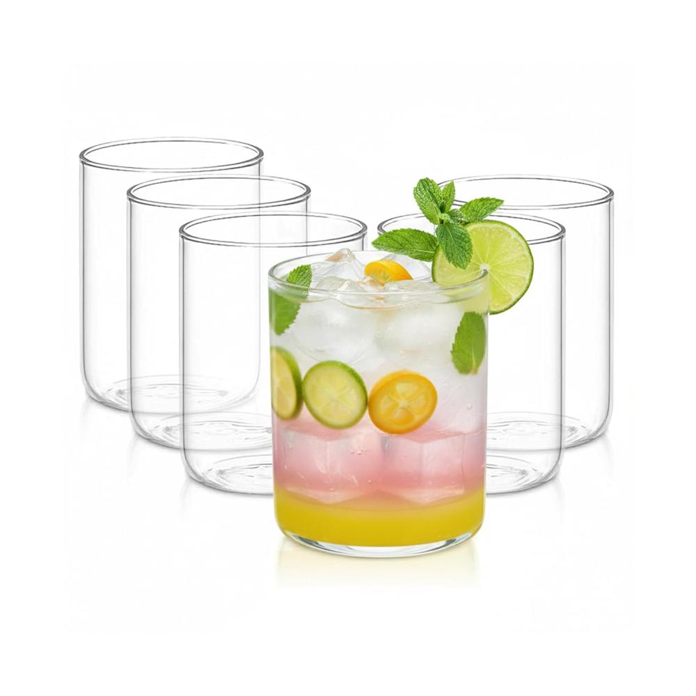 Agaro Elite 255 Ml Glasses Set Of 6, Transparent Drinking Water Glass Set, Borosilicate Glass Tumbler For Water, Cold Drink, Juice, Flame Proof, Microwave & Dishwasher Safe, For Daily Use & Gifting 34038 - Handle Type: Na