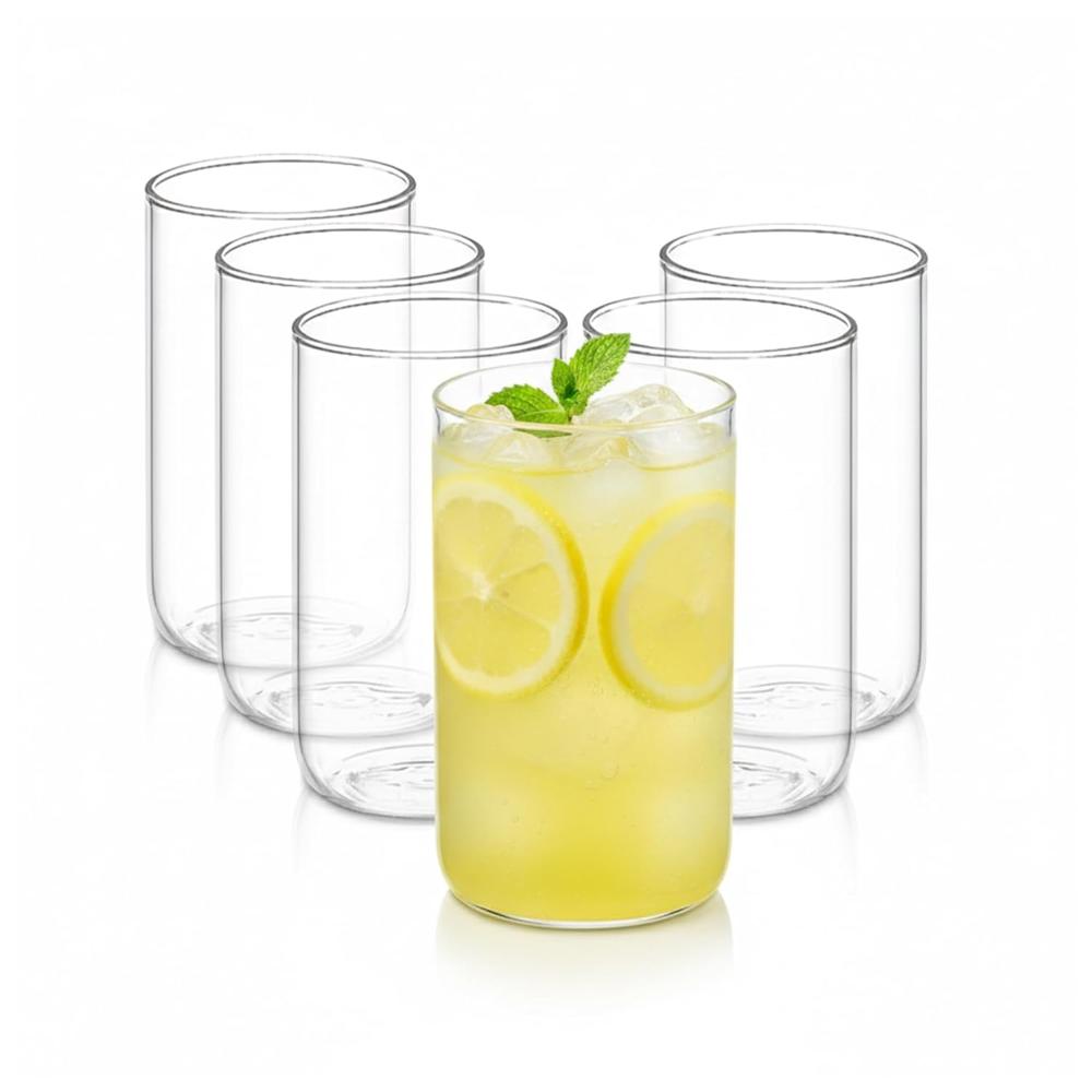 Agaro Elite 340 Ml Glasses Set Of 6 Transparent Drinking Water Glass Set Borosilicate Glass Tumbler For Water Cold Drink Juice Flame Proof Microwave & Dishwasher Safe For Daily Use 34040 - Handle Type: Na