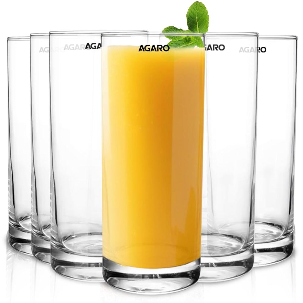 AGARO Elegant 290 ml Glasses Set of 6, Transparent Drinking Water Glass Set, Glass Tumbler for Water, Cold Drink, Juice, Dishwasher Safe, for Daily Use & Gifting  34244