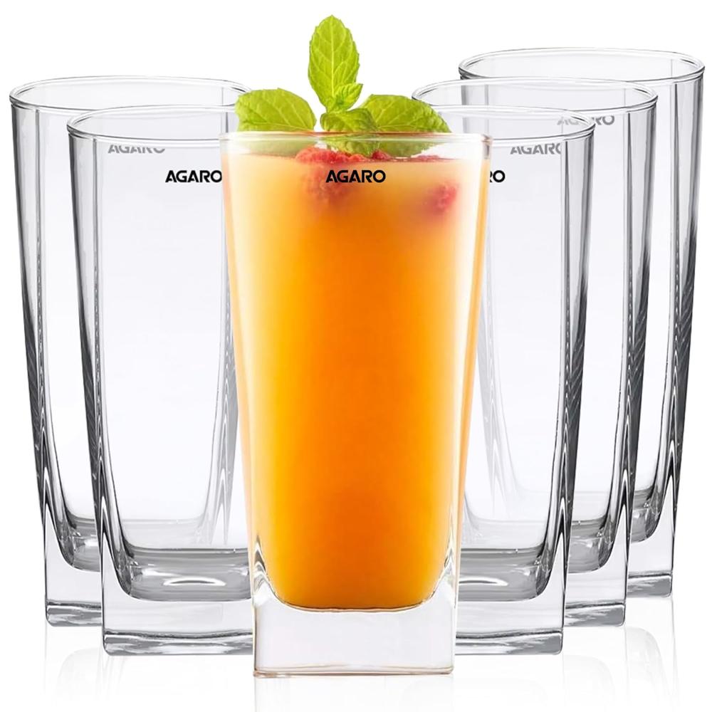 AGARO Elegant 260 ml Glasses Set of 6, Transparent Drinking Water Glass Set, Glass Tumbler for Water, Cold Drink, Juice, Dishwasher Safe, for Daily Use  34245