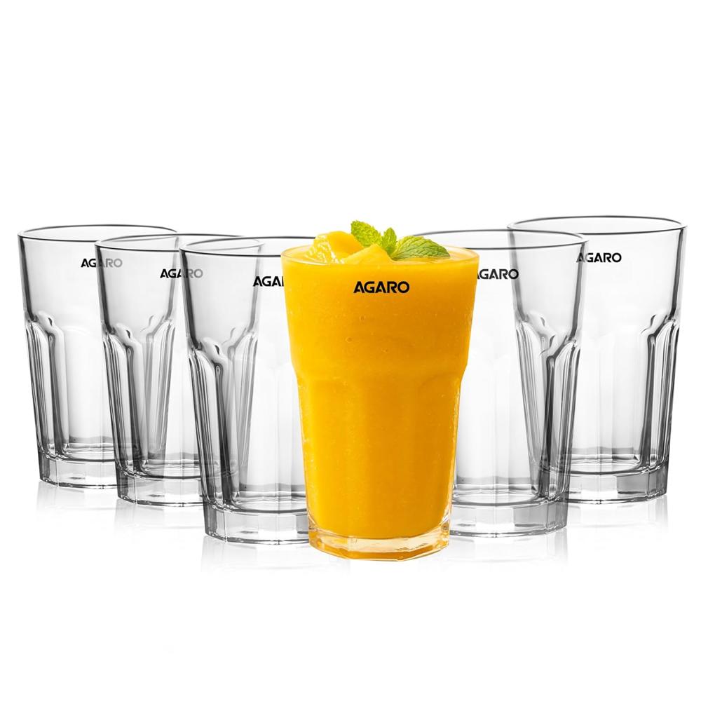 AGARO Elegant 410 ml Glasses Set of 6, Transparent Drinking Water Glass Set, Glass Tumbler for Water, Cold Drink, Juice, Dishwasher Safe, for Daily Use 34246