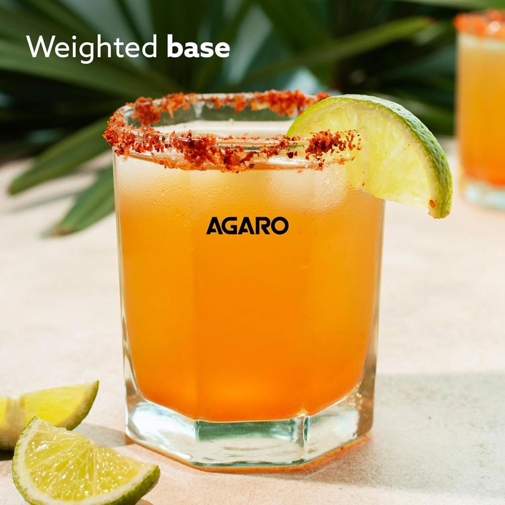 AGARO Elegant Octagonal Glass 200ml set of 6, Juice and Water Drinking Glass Transparent. 34247