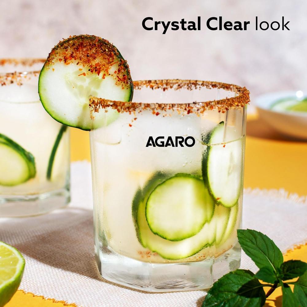 AGARO Elegant Octagonal Glass 200ml set of 6, Juice and Water Drinking Glass Transparent. 34247