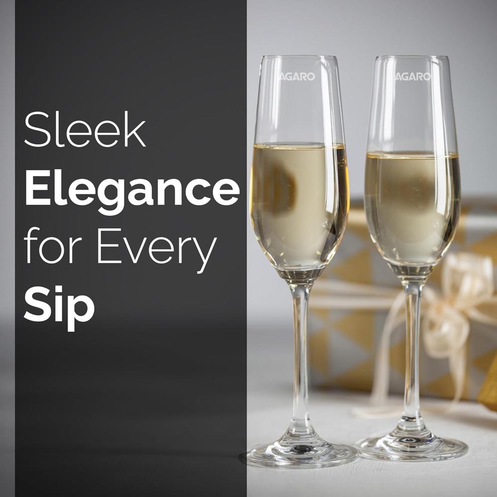 AGARO Elegant Wine Glass 195ml, Set of 6, Whisky, Vodka, Tequila, Liquor, Wine Tasting, Cocktail, Home, Bar 34283