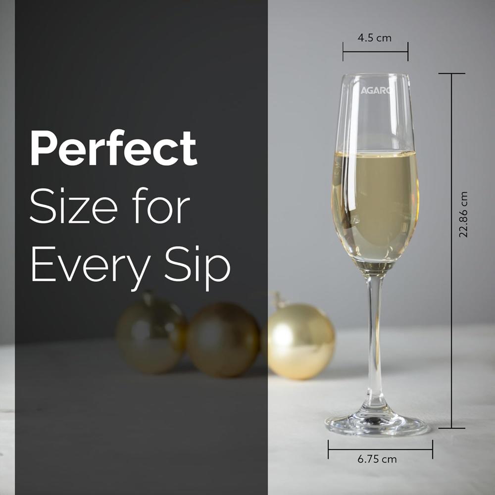 AGARO Elegant Wine Glass 195ml, Set of 6, Whisky, Vodka, Tequila, Liquor, Wine Tasting, Cocktail, Home, Bar 34283