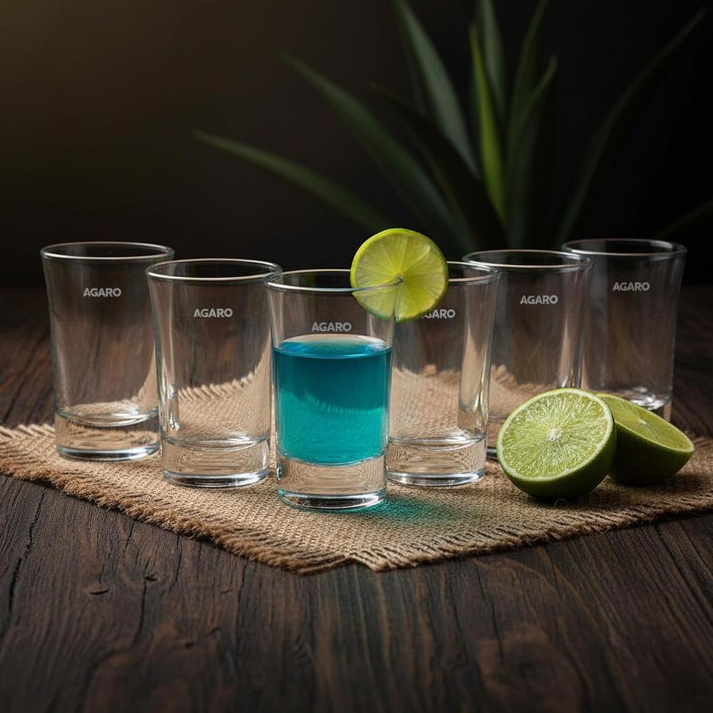 AGARO Elegant Shot Glass 45ml, Set of 6, Whisky Shot, Vodka Shot, Tequila Shot, Liquor Shot, Wine Tasting, Cocktail, Home, Bar  34284