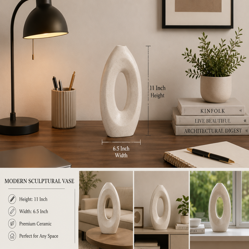 Vase Decorative Flower Vase Premium Matte Finish Tabletop Decor