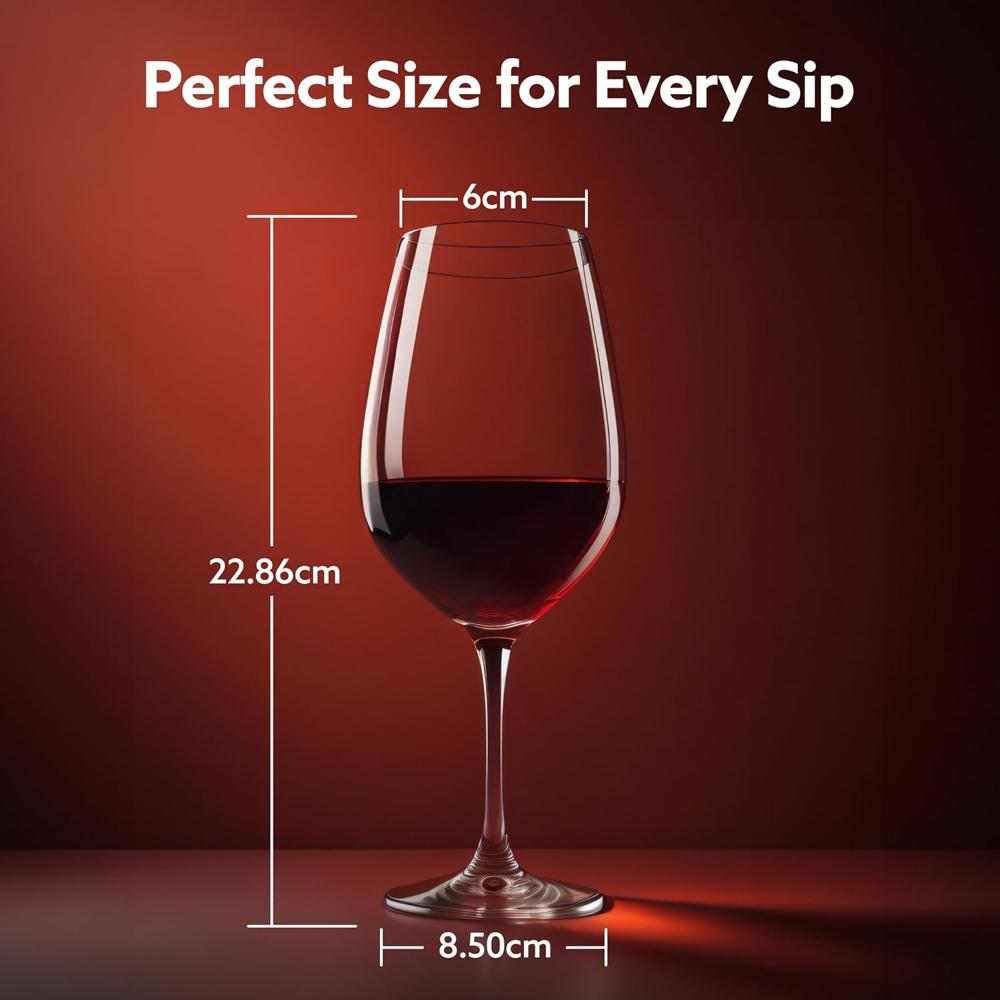AGARO Elegant Wine Glass 390ml, Set of 6, Whisky, Vodka, Tequila, Liquor, Wine Tasting, Cocktail, Home, Bar  34285