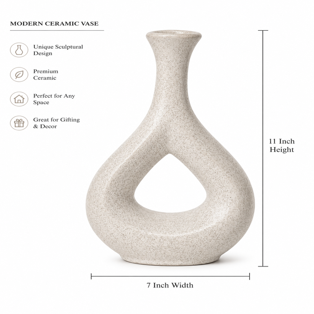Modern Ceramic Vase Decorative Flower Vase Premium Matte Finish Tabletop Decor