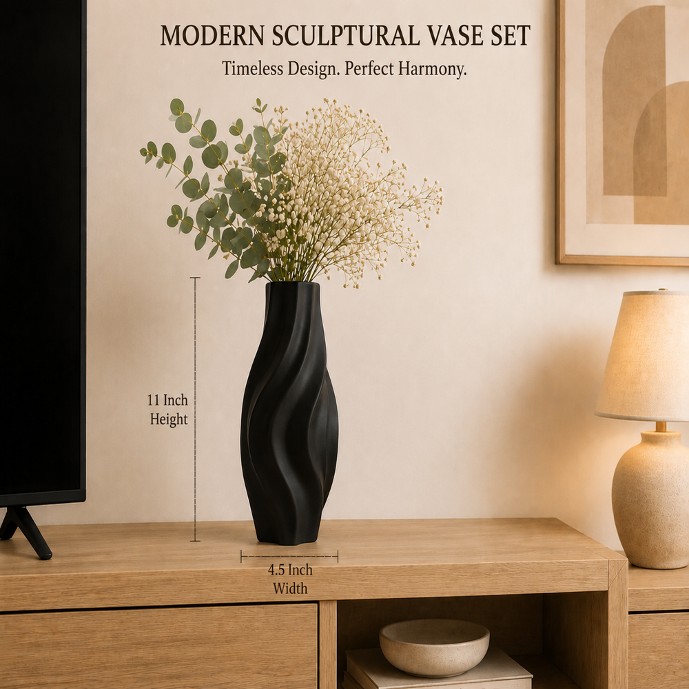Modern Ceramic Vase Decorative Flower Vase Premium Matte Finish Tabletop Decor