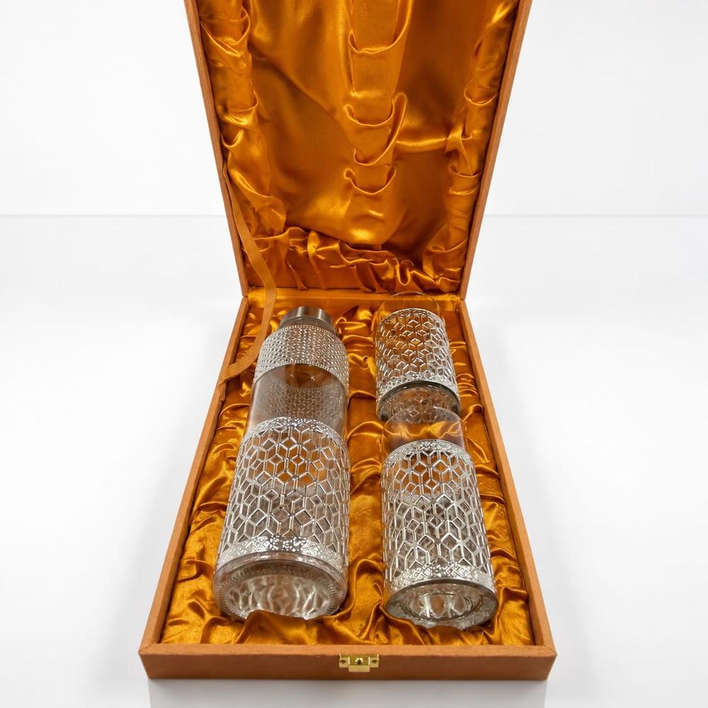 German Silver Glass & Bottle set