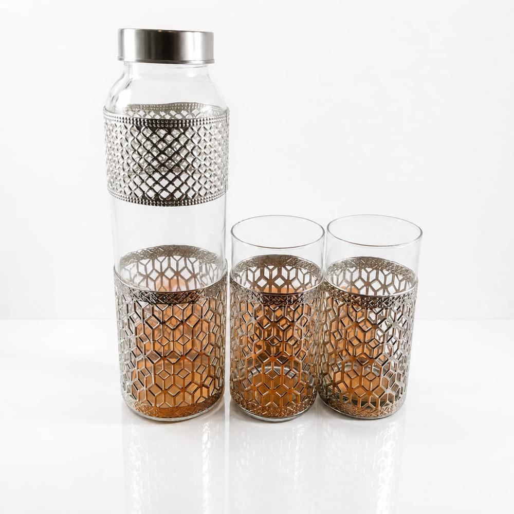 German Silver Glass & Bottle set